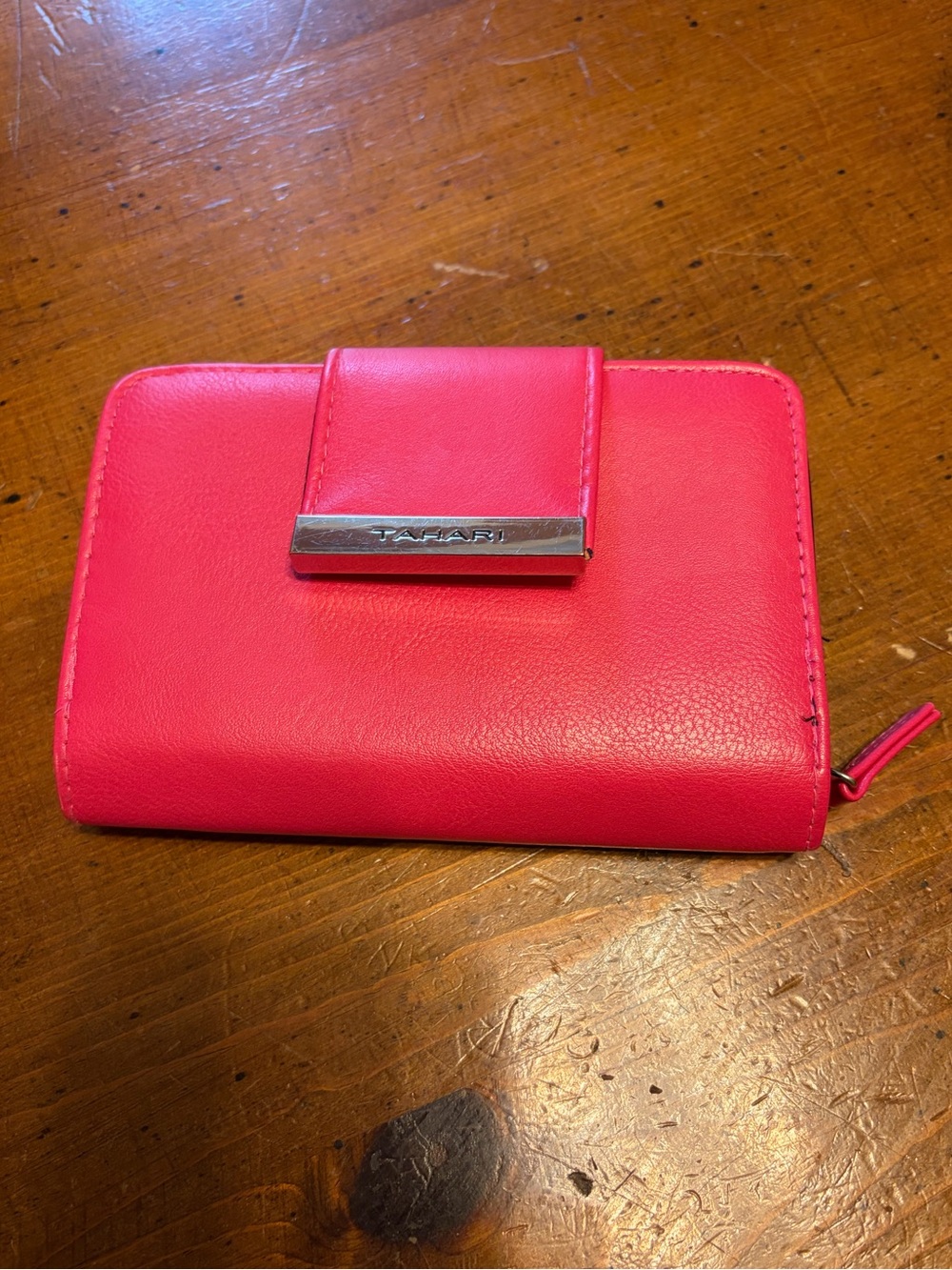 Tahari Bright Pink Zip Wallet